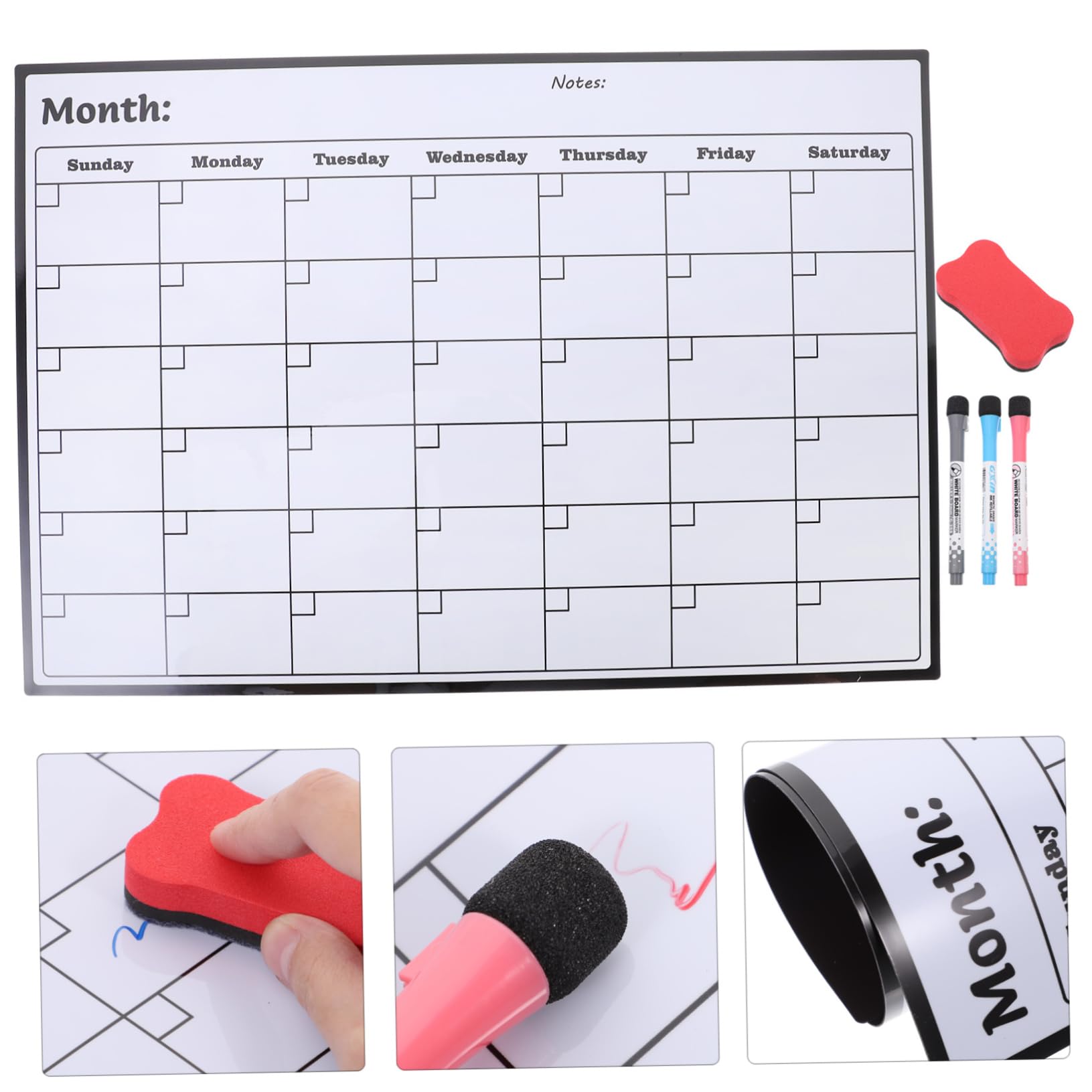 TEHAUX Calendario Magnetico Da Frigo Lavagna Mensile Cancellabile Planner Per Famiglia Per Organizzare Attività e Promemoria Facile Da Usare e Installare