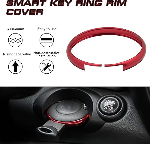 Miniatura 4 de x xotic tech Anillo de aleación de aluminio rojo para llave de control remoto compatible con Mini Cooper JCW R55 R56 R57 R58 R59 R60 R61