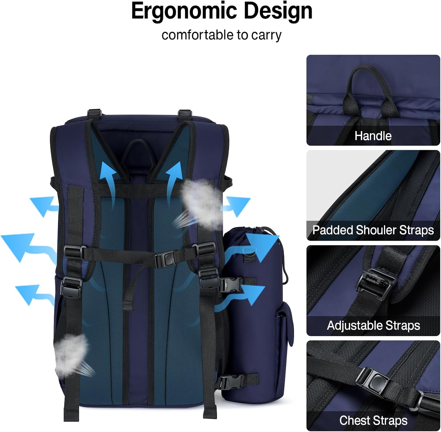 Hanke Backpack Cooler, 40 Cans Soft Leak Proof Picnic Backpack, Portable 2 Insulated Compartments Cooler Backpack Water Resistant for Lunch Beach Travel Camping Picnic Hiking,Blue