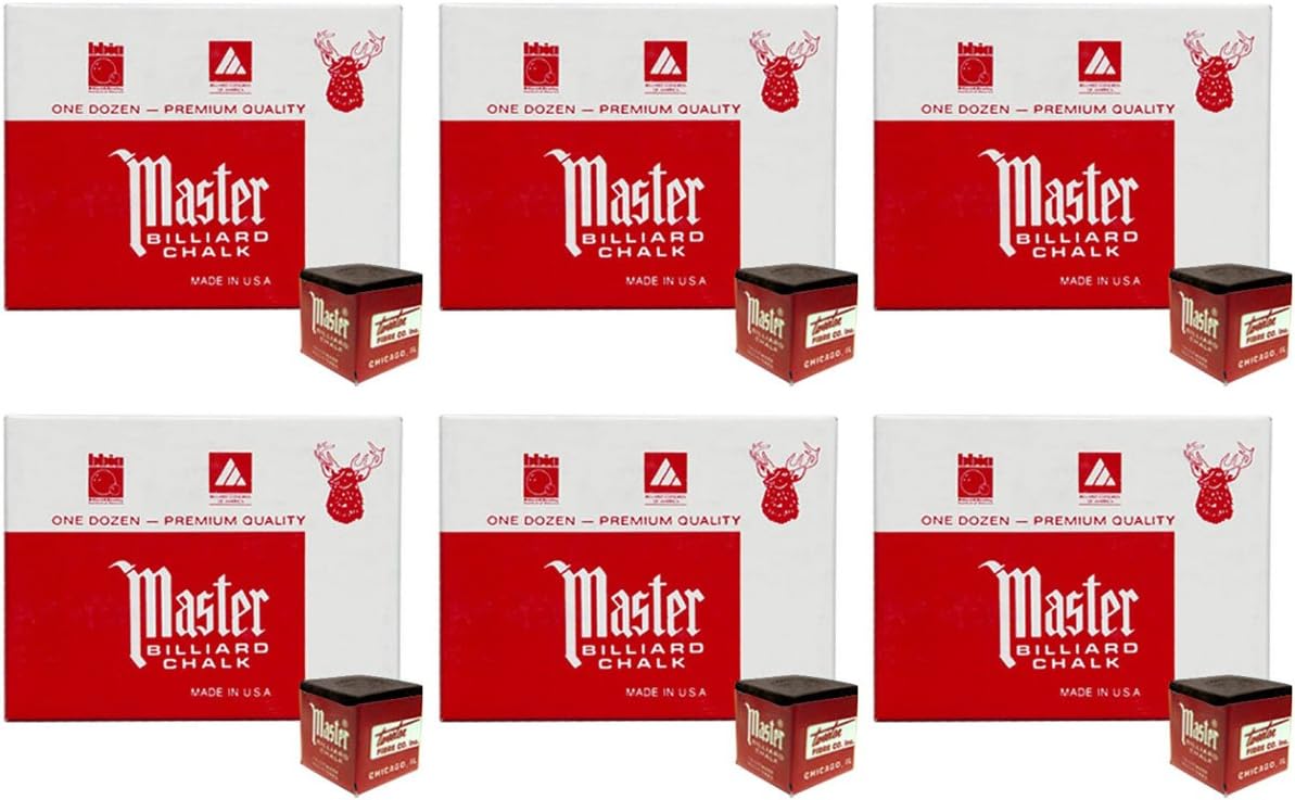 Masters Black Billiard Chalk - 6 Dozen