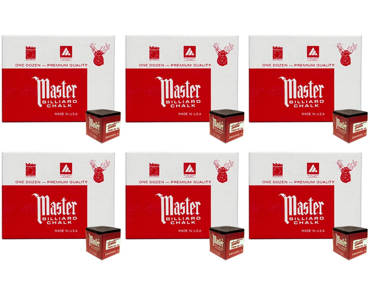 Masters Black Billiard Chalk - 6 Dozen