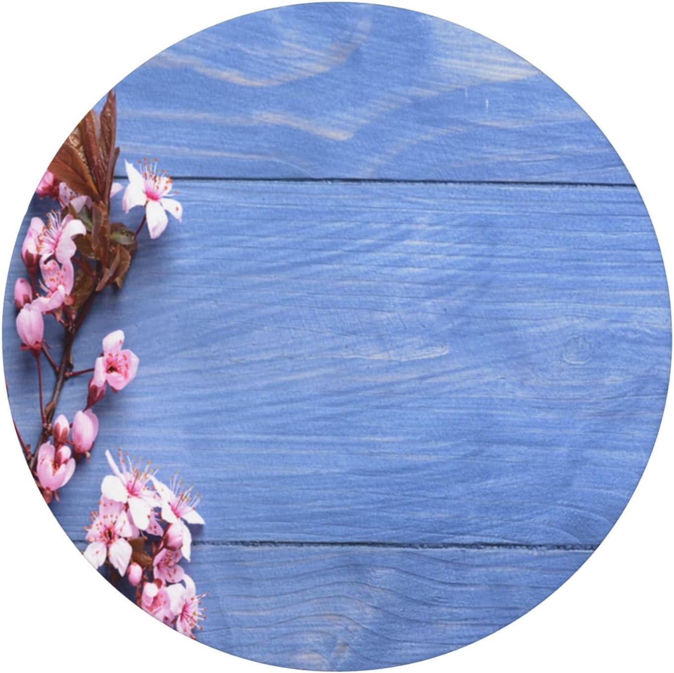 Round Fitted Tablecloth,Beautiful Blossoming Branches On Wooden, Elastic Edged Table Cover, Outdoor & Indoor, Picnic, Patio, Lodge Party Decor Present, Tablecloth Size 60"(Fit for 48.2"-52.1" Table)