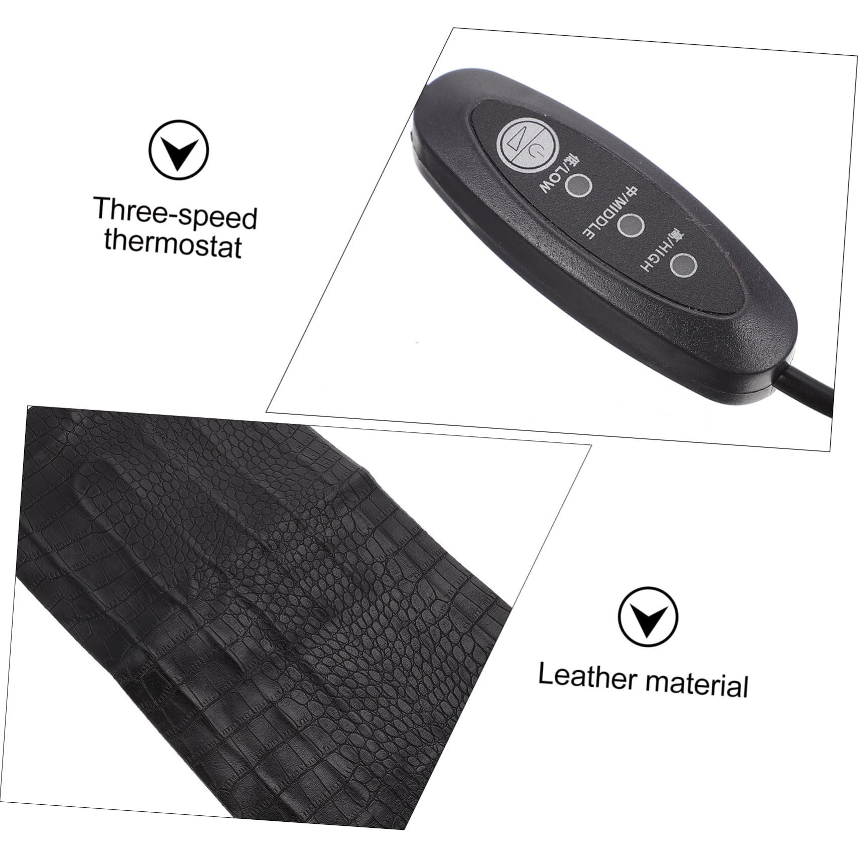 ERINGOGO Tappetino Riscaldante per Rettili USB Regolabile 3 Temperature in Pelle AntiGraffio 33x18 Cm per Terrari Invernali e Animali Striscianti