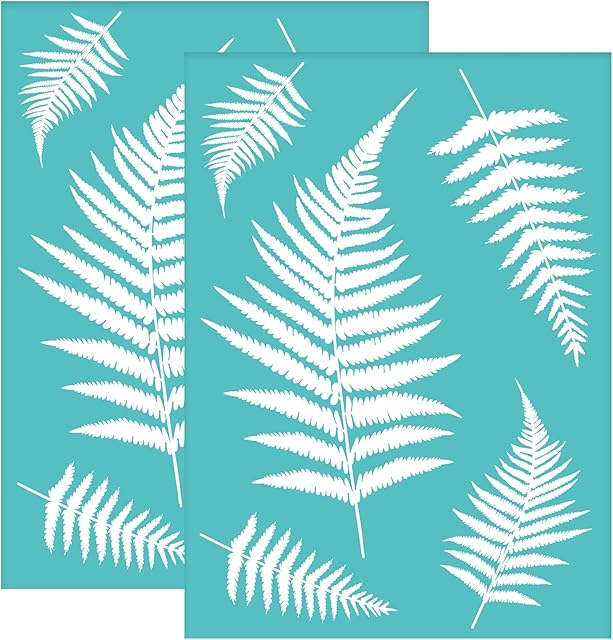 OLYCRAFT 2Pcs Self-Adhesive Silk Screen Printing Stencil Leaf Stencils Plant Mesh Transfer Stencil Reusable Silk Screen Stencil for Painting on Wood T-Shirt Fabric - 19.5x14cm