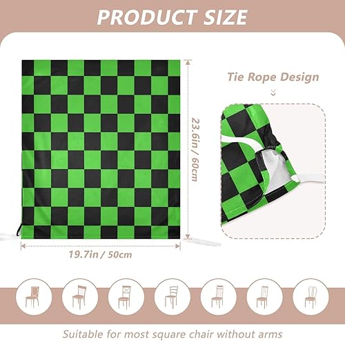 Miniatura 2 de Buffalo Plaid Check Black Lime Green Covers for Chairs Removable for Retro Dining Set of 2 Decoration Dining Table Chair Covers cubiertas para