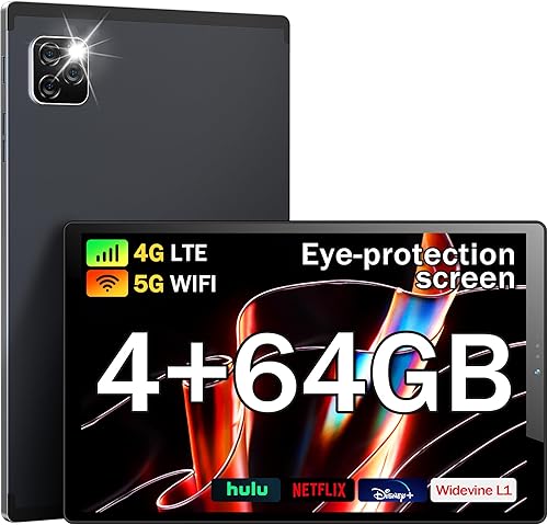 kinstone Tablet para juegos de 10.3 pulgadas, tableta Android 11, 4 GB de RAM+64 GB ROM, 7500 mAh 4G LTE, octa-core mejorado 1.8 GHz, 1920 x 1200
