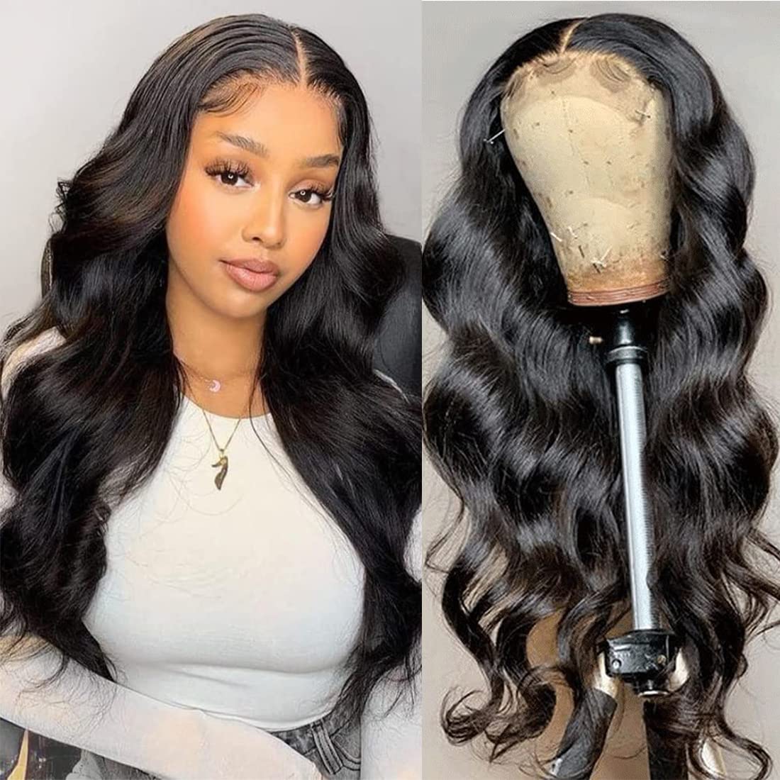 Amazon.com: Lace Front Wigs Human Hair Glueless Wigs for Black Women 4x4  Body Wave Lace Closure Wigs Human Hair Pre Plucked 150% Denisty with Baby  Hair Natural Color Wig (18Inch Body wig) :