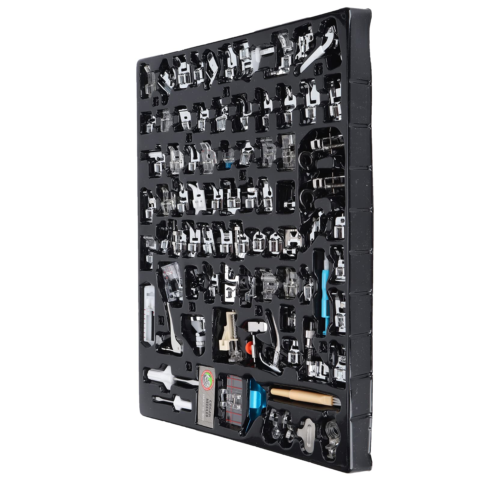 Set di 82 piedini per macchina da cucire domestica, accessori per cucito in acciaio inox, kit di piedini multifunzionali con piedino per cerniera, piedino per overlock e piedino