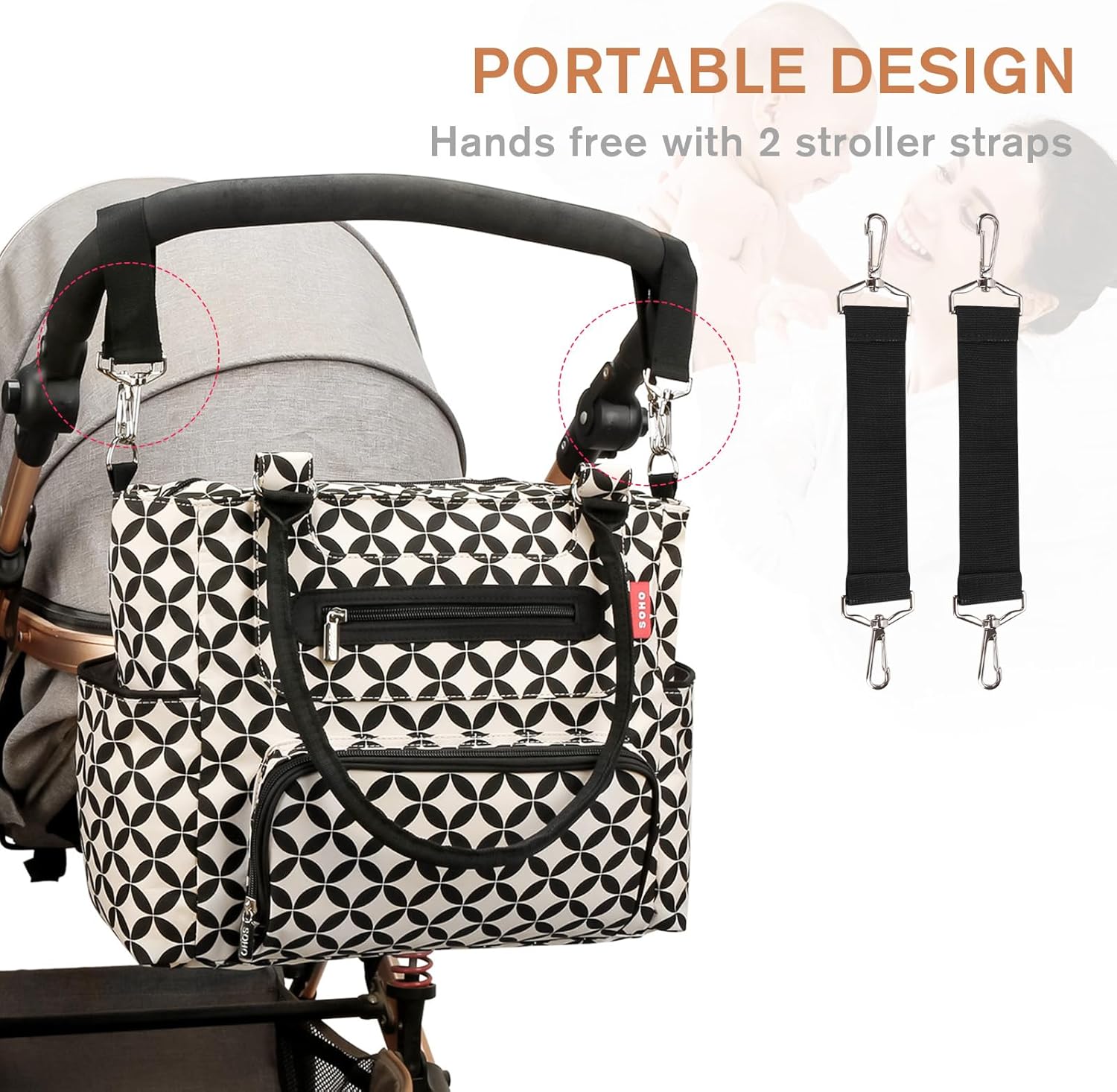 7pcs Diaper Bag Tote Set,Multifunction Baby Nappy Changing Bag Shoulder Handbag Travel Mommy Bag with Bottle Bag