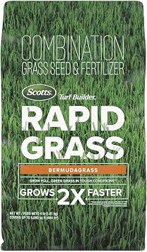 Scotts Turf Builder Rapid Grass Bermudagrass - Combination Fertilizer and Grass Seed for Lawns, Covers Up to 5,000 sq. ft., 4 lb.