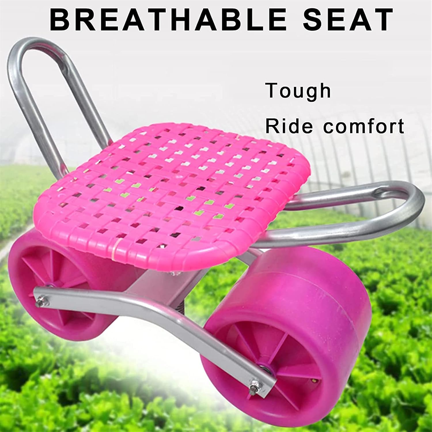 DELURA Rolling Garden Cart Wheeled Work Seat, 360 °Adjustable Rolling Garden Steerable Tool with Extendable Steering Handle (Color : A, Size : A)