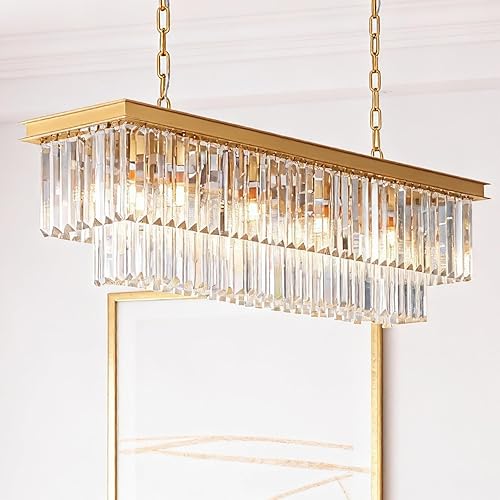 Miniatura 17 de W51 Lámpara de araña de cristal moderna de lujo, lámpara colgante lineal de techo, lámpara de araña ovalada de gota de lluvia contemporánea, lámpara