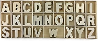 Wooden Alphabet Letters Set, 156 Pieces with Storage Tray, Letters for Scrapbooking DIY Crafts (1.3 x 1 inches)