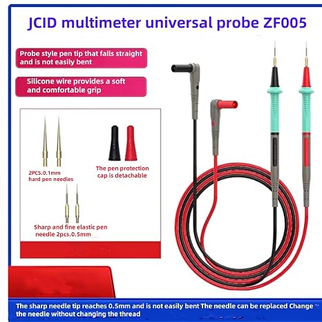 JCID ZF005 Universal multimeter Probe Particularly Hard Needle Ultra fine Probe Mobile Phone Repair Type Multitracker Metier Pen.Soft Anti-Scalding Siilicoine Wire for Digital Multitracker Metier