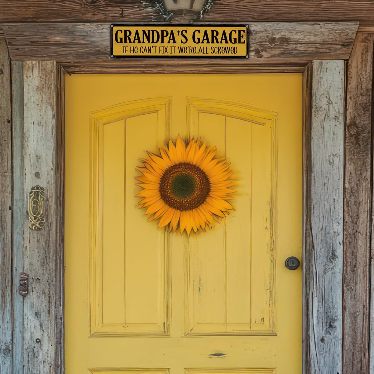 Metal Father's Day Gift, Retro Metal Tin Sign, Man Cave Decor, Grandpa's Garage, If He Can't Fix It We're Screwed, Garage Workshop Decor, Gift for Grandpa 15.8x4 Inch - Image 6