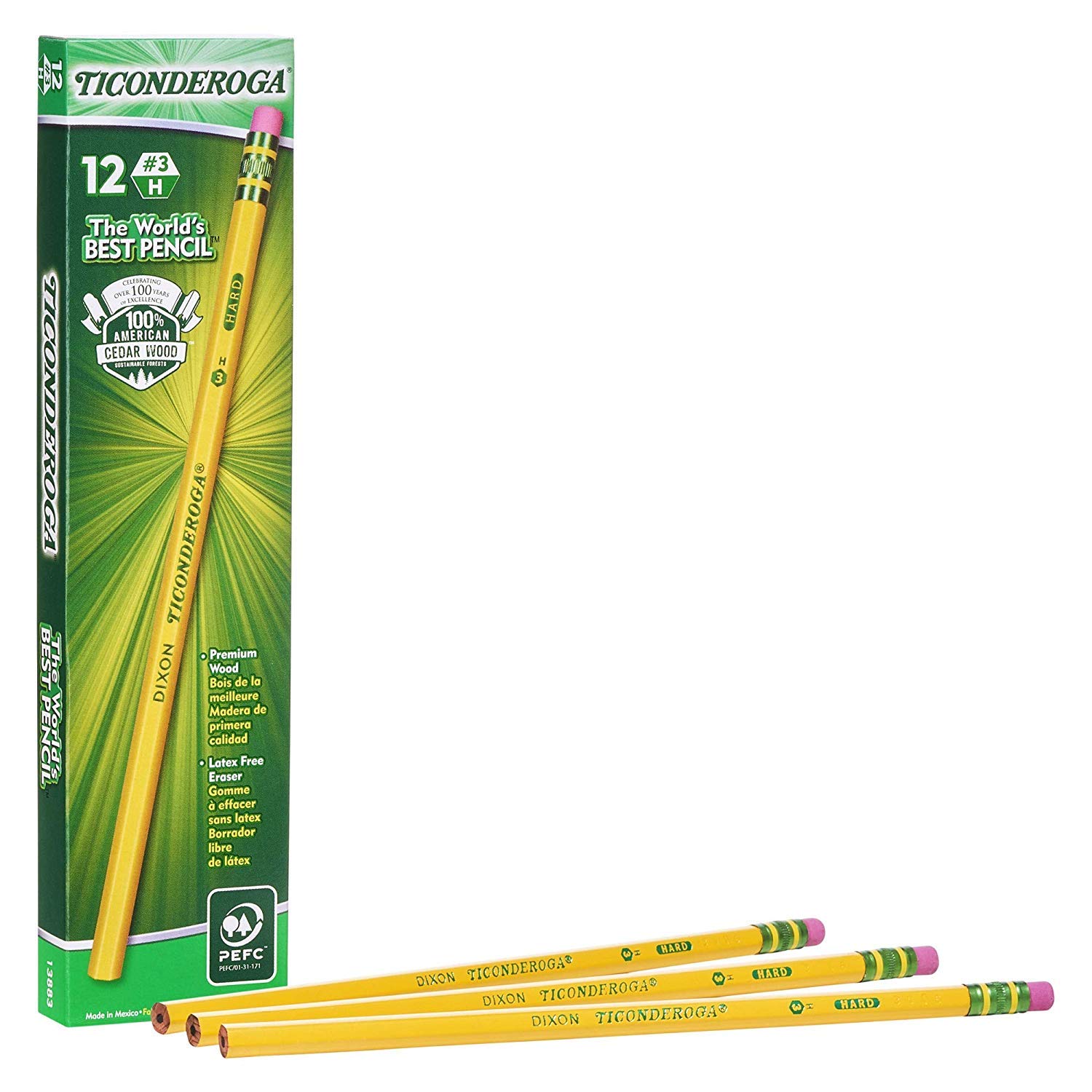 Ticonderoga Bleistifte, Holzgehäuse #3 HB hart/fein (4)