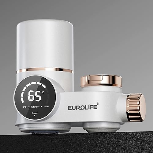Miniatura 5 de Combo EUROLIFE - Filtro de agua para montaje en grifo EL-LS-A13, filtro de agua LED para fregadero con luz UV e indicador de vida del filtro en