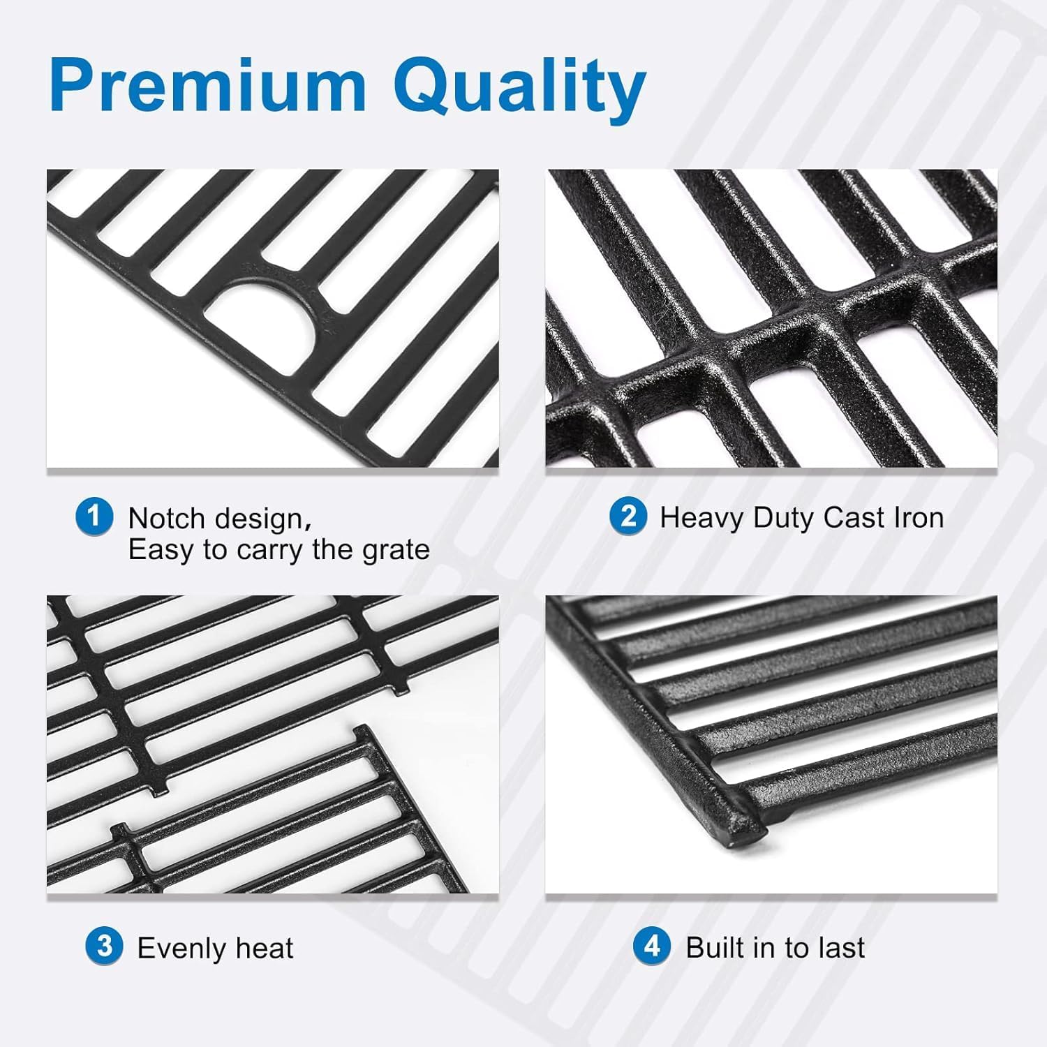 Grill Grates Kit for Char-Broil Performance 2 Burner 463630021 463655621 463655021 463655421 Replacement Parts for Charbroil 2 Burner Grill Cast Iron Cooking Grids Heat Plates Burner Tubes Igniter