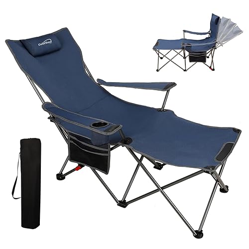 Colorsoul Reclining Camping Chair w/Foot Rest, Adjustable 90°- 135° Lounge