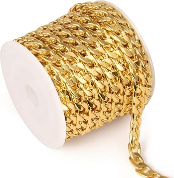 16.5FT Gold Stainless Steel Cuban Chain 6mm Curb Chain for Jewelry Making
