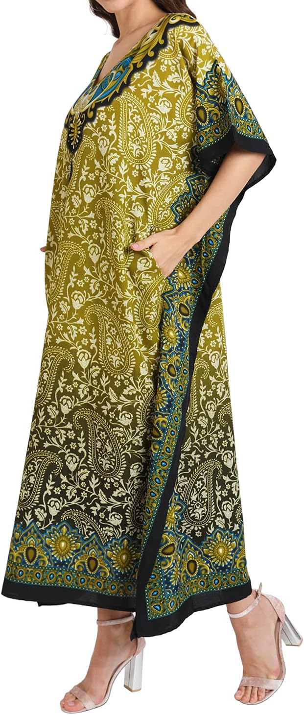 Miss Lavish London Long Kaftan Dress Women, Flowy Resort Wear, Maxi Plus Size Swim Coverup, Lightweight Summer Long Kaftan - Image 6