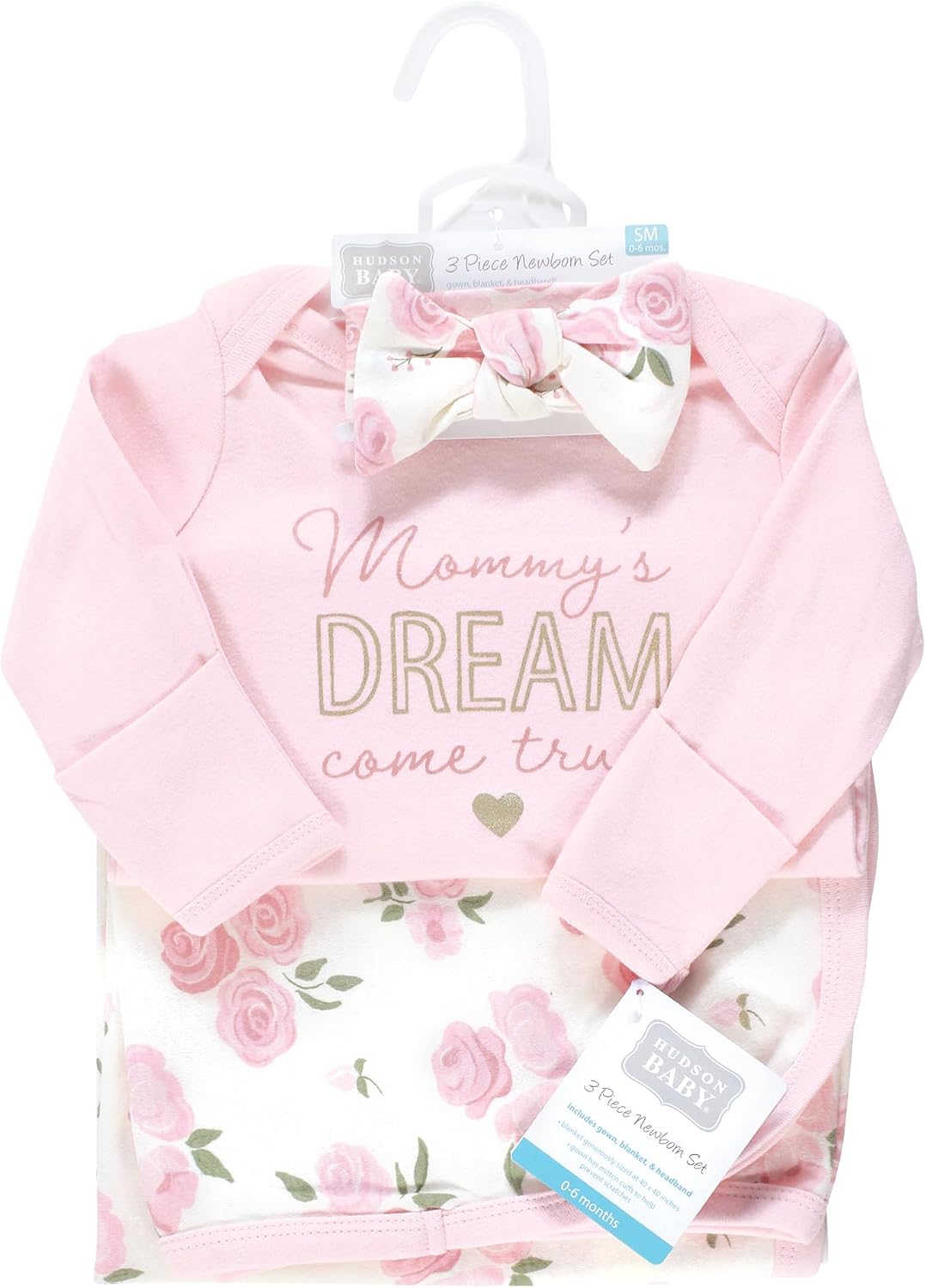 Hudson Baby Unisex Baby Gown, Swaddle Blanket and Cap or Headband