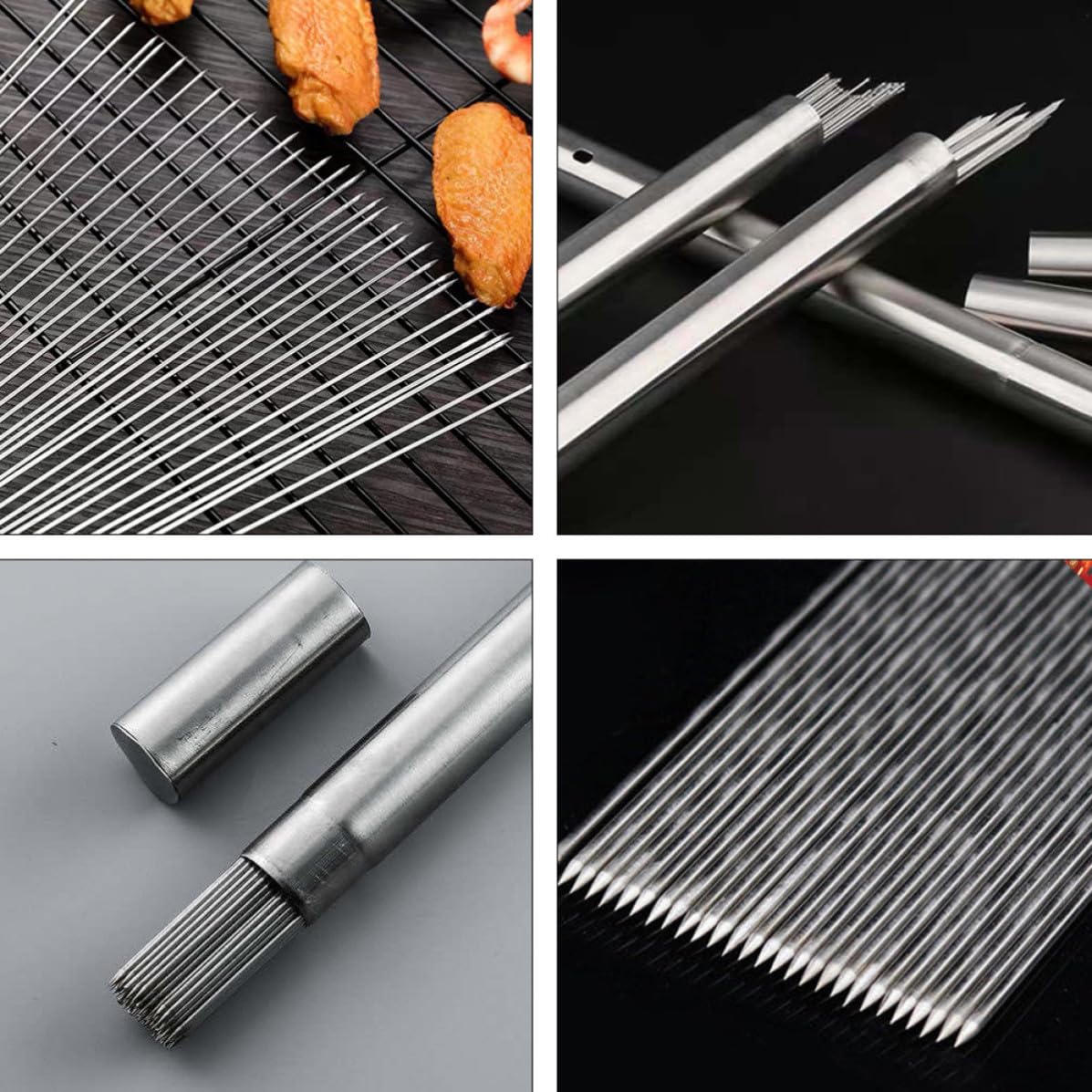 Healeved 100 Unidades Brochetas Redondas de 304 Acero Inoxidable, para Barbacoa