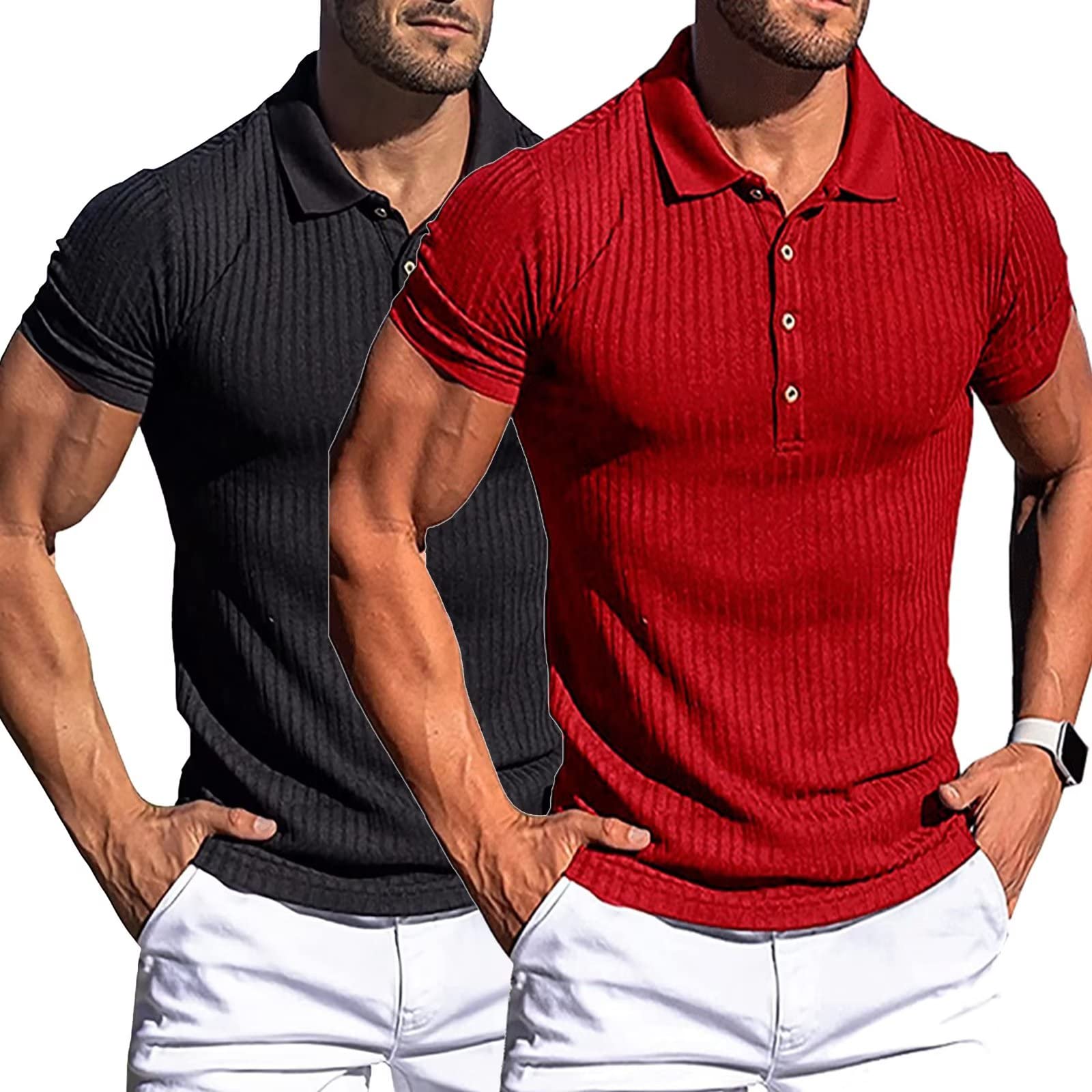 DongBao Magliette da Uomo Magliette Sportive a Manica Corta Traspiranti da Palestra Atletica da Corsa Magliette da Allenamento per Uomo, 2 Pezzi