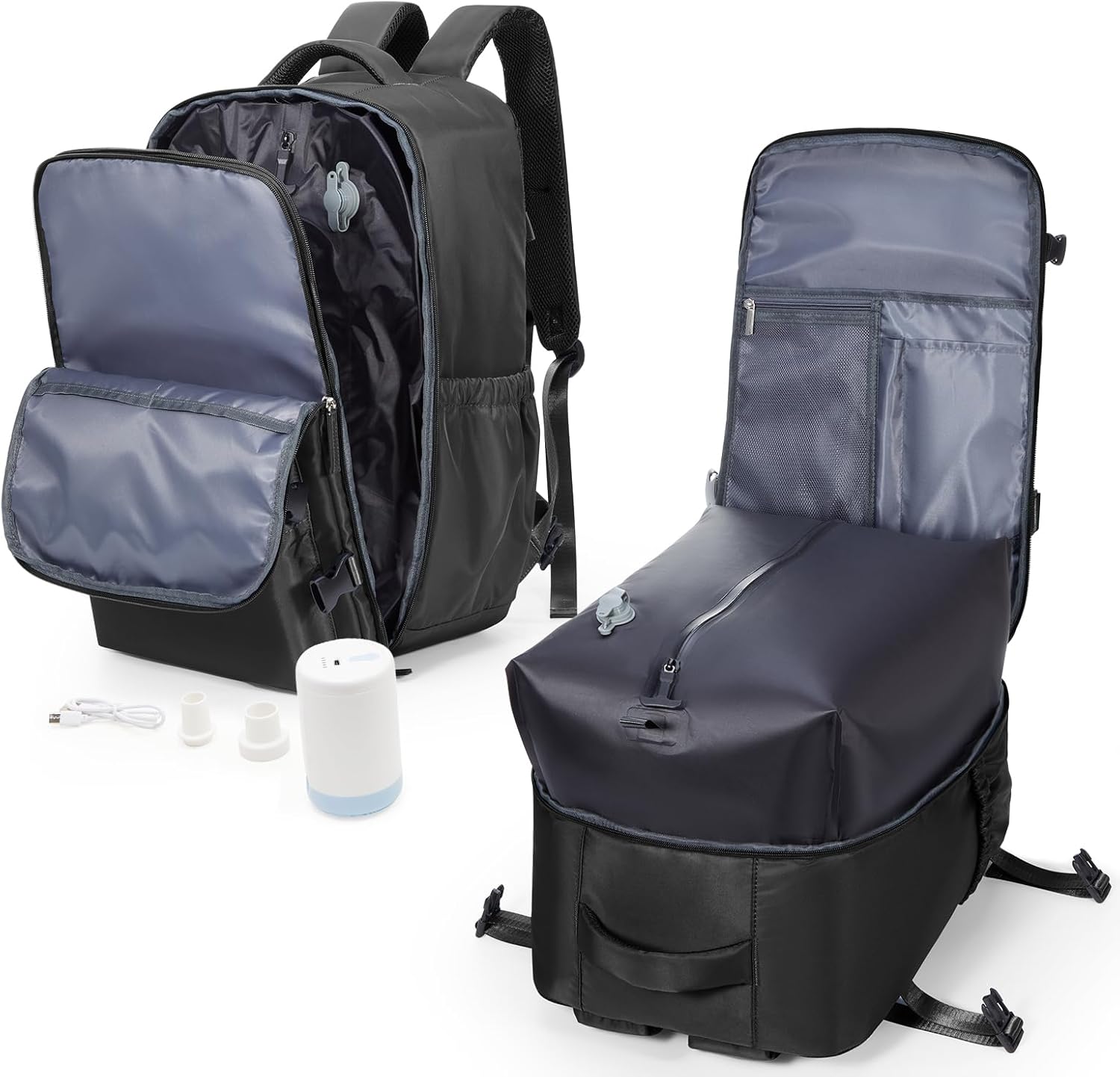 winspansy Vacuum Backpack Travel Essentials with Air Pump Compression Bags for Travel Carry on Flight Approved Seal Vacpack Personal Item Backpack with Vacuum System for Women Men Black