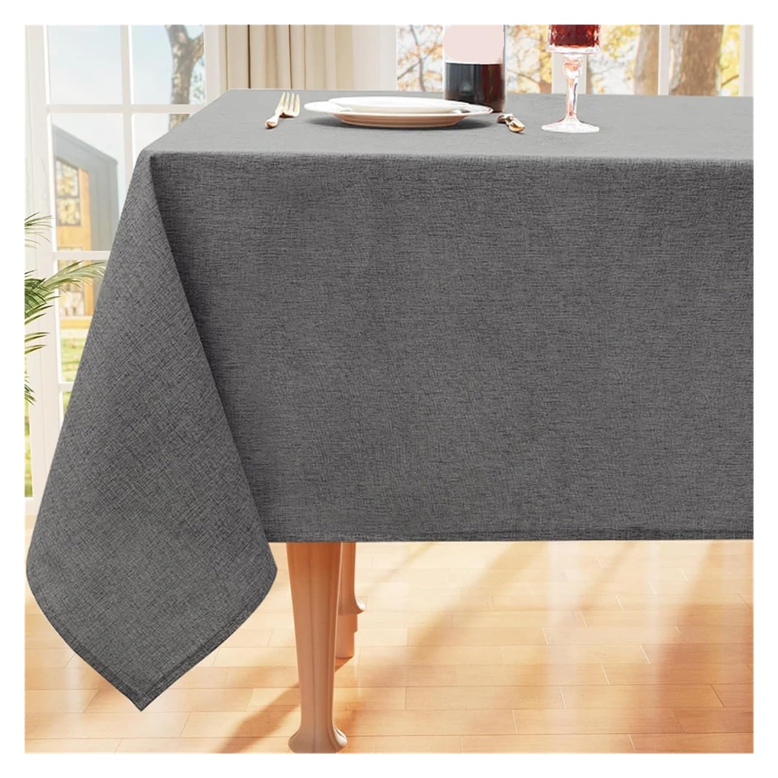 Mantel Impermeable Mantel Rectangular De Lino Sintético, Tela Lavable E Impermeable, Cubierta Mesa For Cocina Y Comedor(Gray,(140x240cm) Rectangle)
