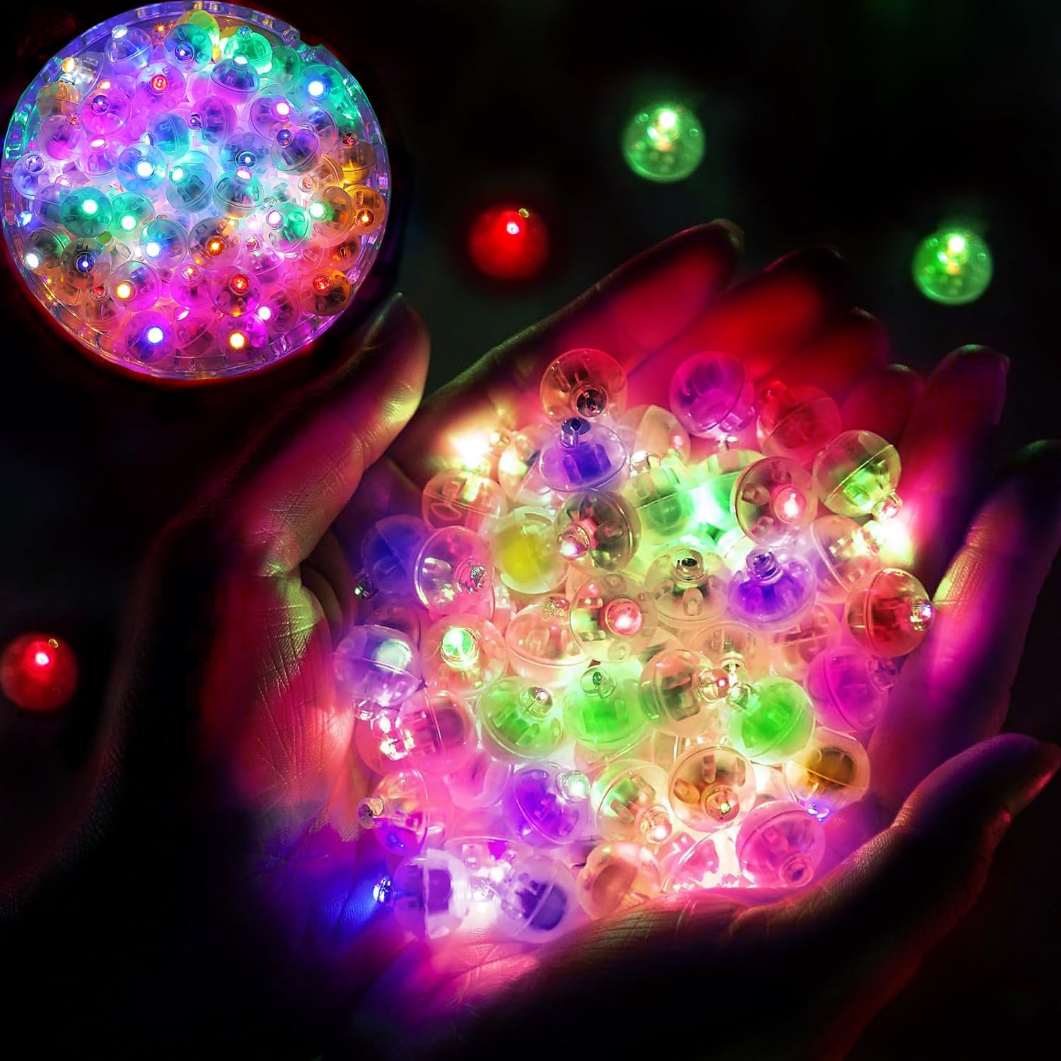 Phyooest 50 Stück LED Ballons Lichter, Mini LED Lichter Leuchtkugeln, Runde Led Ballonlichter Bunte Blinkende Party Licht für Weihnachten, Geburtstag, Hochzeit, Karneval, Bar Klub Deko
