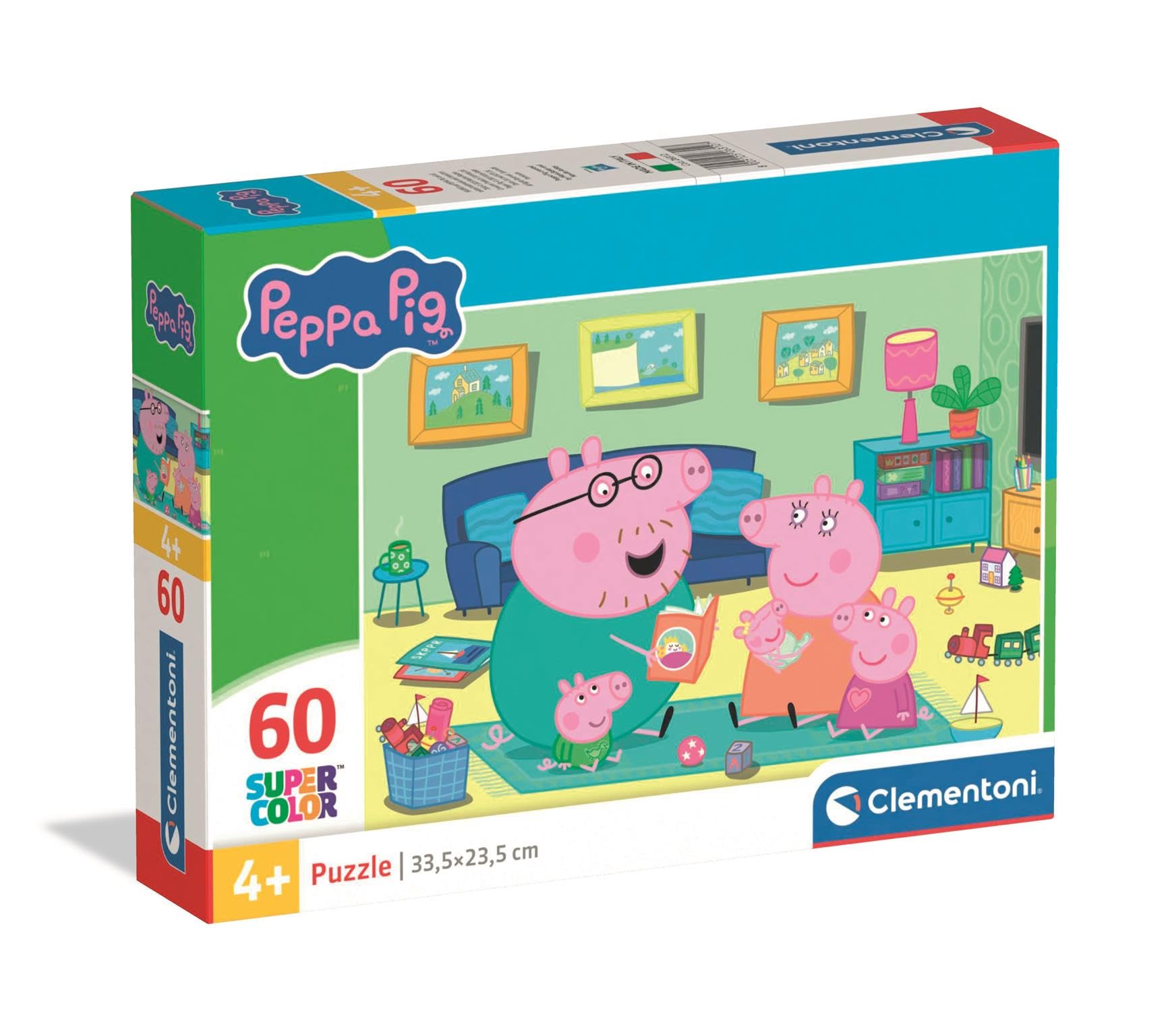 Clementoni Peppa Pig 60 Pieces Super Color Puzzle for Kids Age 4+, Made in Italy, Screen Free Challenge That Boosts Focus and Problem Solving, Gift for Peppa Pig Fans