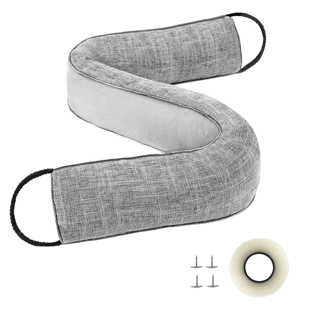 LewondrDoor Draft Stopper 36 Inch Heavy Duty Sound Proof Door Draft Triangular Stoppers Weather Stripping Wind Noise Blocker Filled with Glass Beads with Hook and Loop - Gray