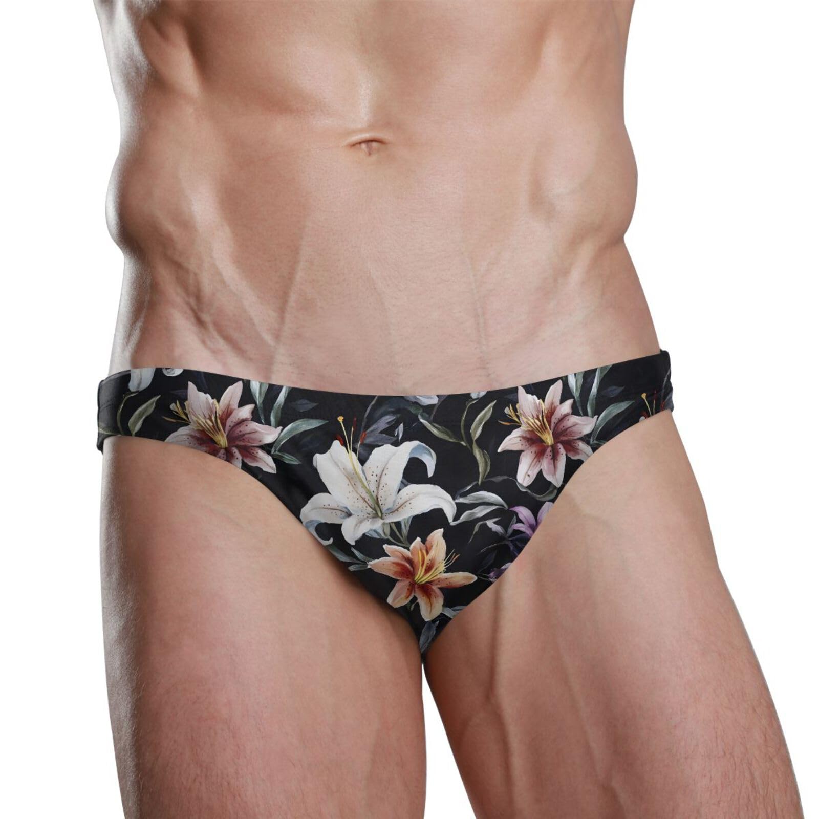 Mens Bikini Swimwear Gothic Skull Tropical Tulip Swimsuits for Men XXXL 202b8497