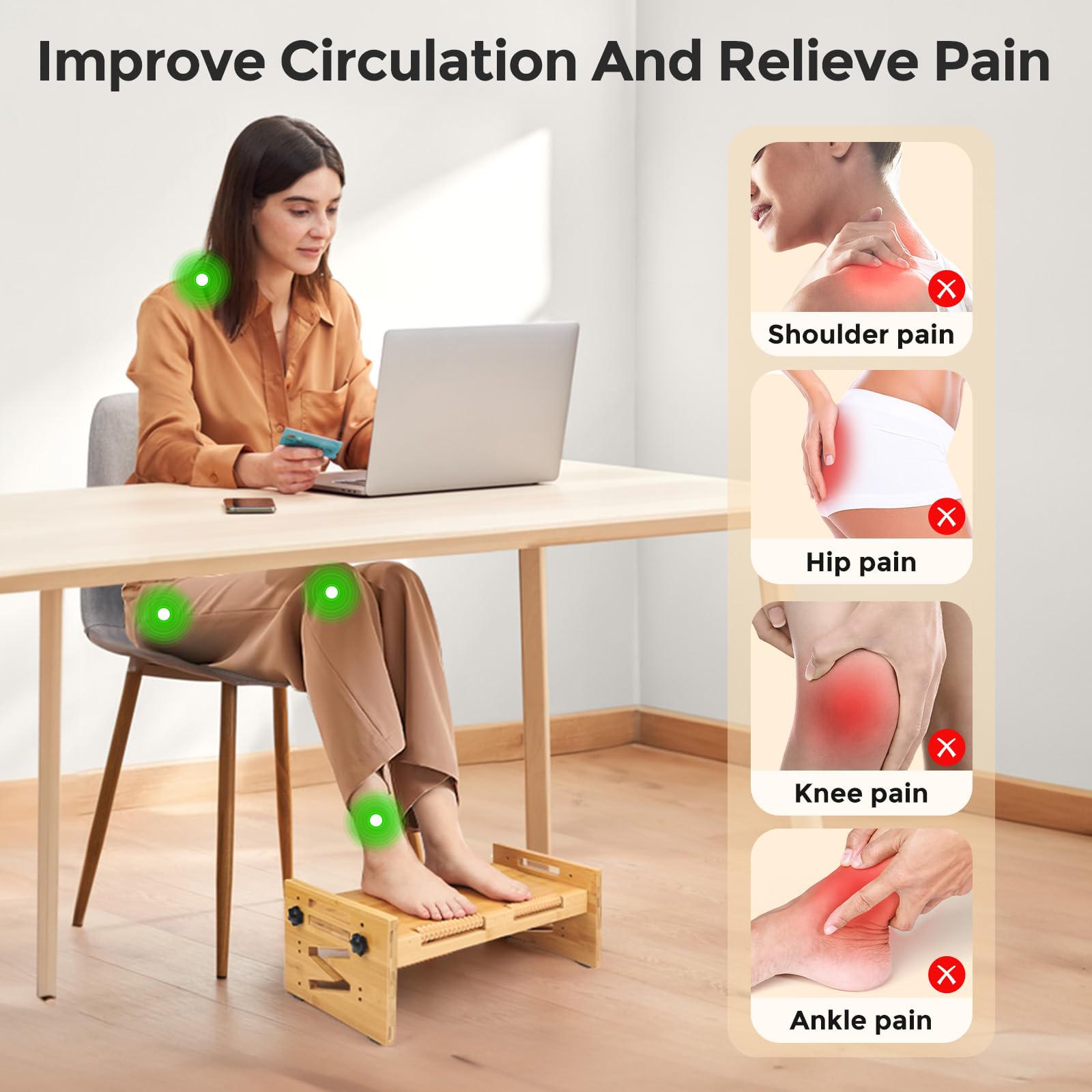 Poggiapiedi da scrivania, poggiapiedi ergonomico regolabile in altezza con funzione massaggiante per ufficio e casa | Leroy Merlin