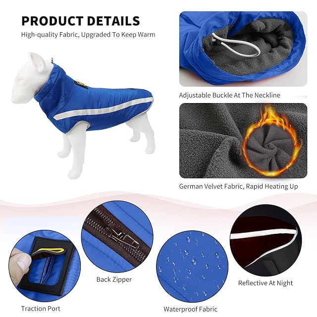 Foto 4 de 6 de PETCUTE Abrigo para Perros Impermeable Chaleco cálido para Perro Chaqueta para Perros medianos Grandes…