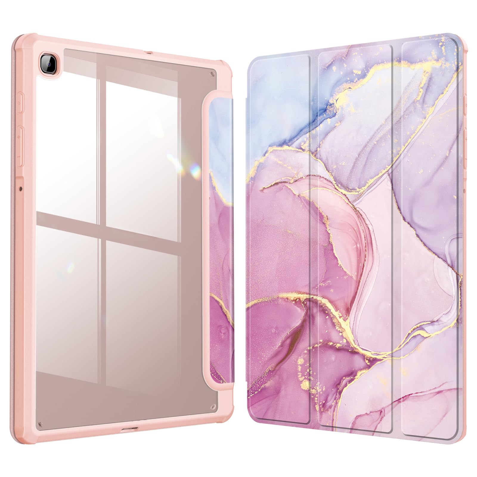Fintie Hybrid Hülle für Samsung Galaxy Tab S6 Lite 10,4 Zoll 2024/2022/2020 Tablet - Stoßfeste Schutzhülle mit Transparent Hartschale und Stifthalter, Glorreicher Marmor