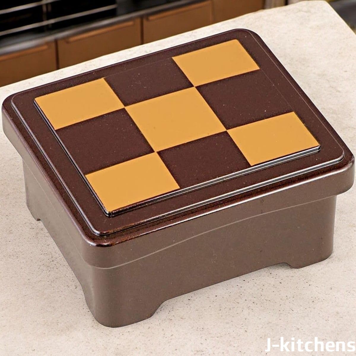 J-kitchens No. 82496 Eel Heavy Box, Set of 5, Made in Japan, Mini Bowl Weight (Lid Parent), Tea Pearl Checkered, Eel, Heavy Box