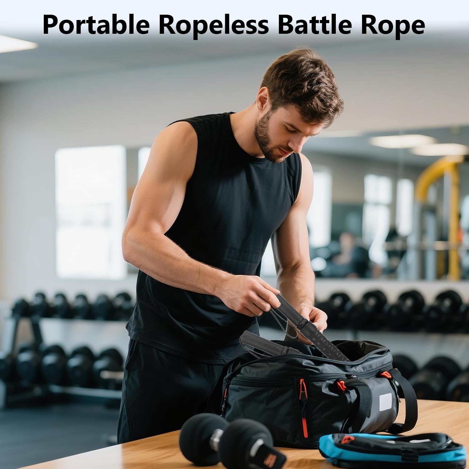 Upgrade Weighted Battle Rope Ohne Seil Für Home Gym, Heavy Duty Air Ropes Für Fortgeschrittenes Fitness Training- und Krafttraining, Tragbares Seillose Kampfseile Für Männer & Frauen