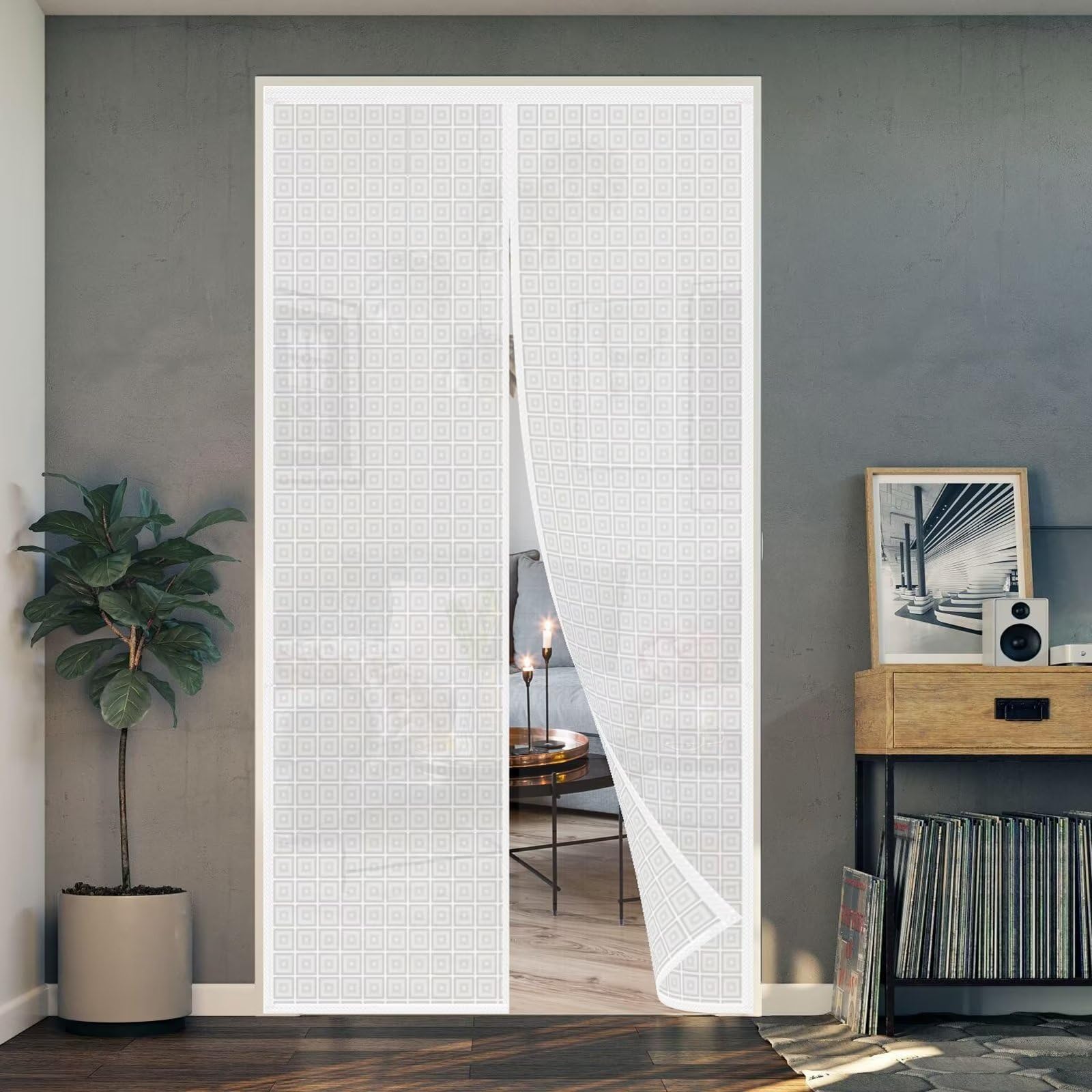 AQKaki Cortina Térmica Magnética, EVA Cortinas Termicas Aislante Frio y Calor Impermeable Cortaviento Puerta Aislamiento Termico Invierno Magnetico Cortina Aislante Balcón Dormitorio Cocina-85x220cm