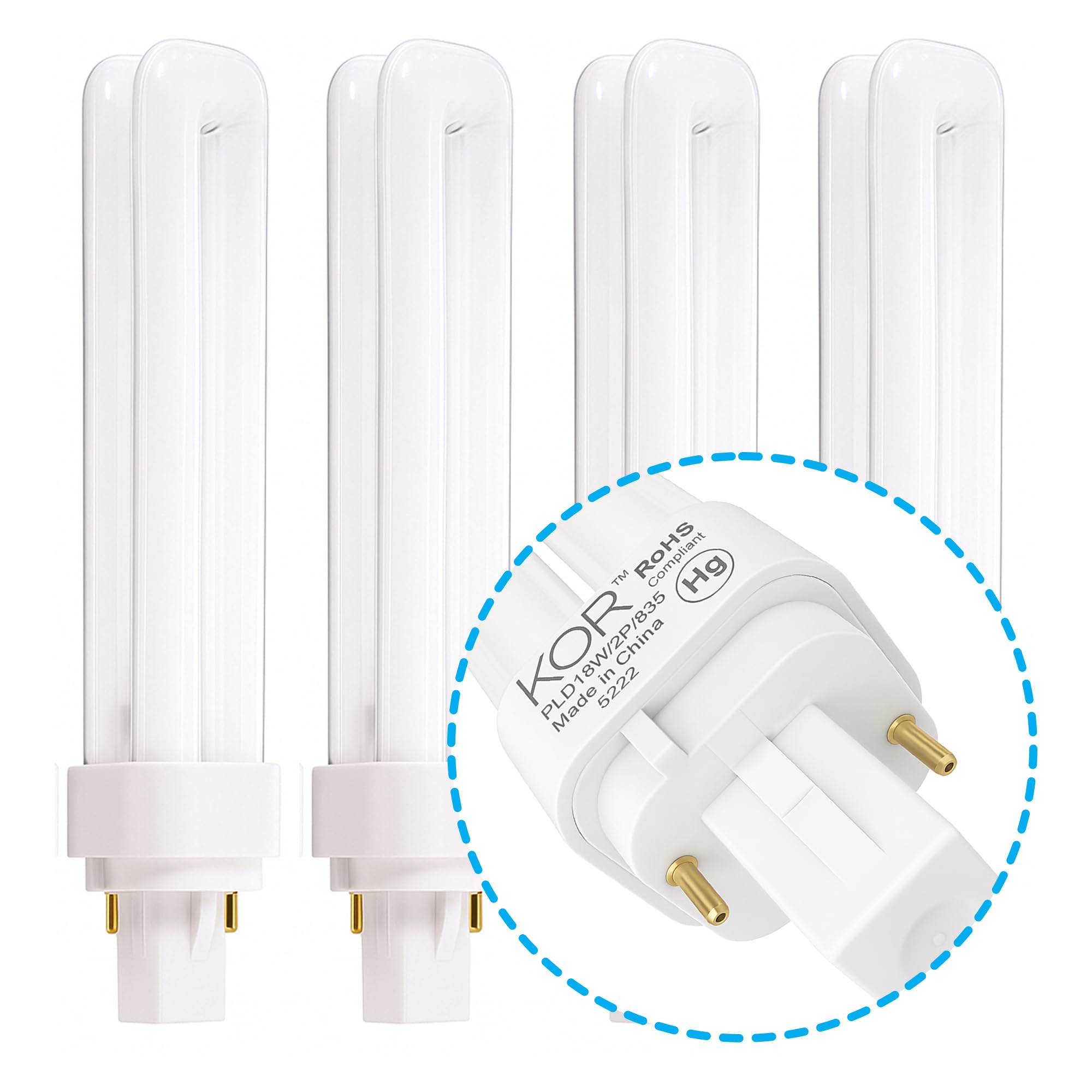Photo 1 of (4-Pack) 18W CFL Plug-in Bulbs – G24d-2 Base, 2-Pin, 3500K Neutral White – Compatible with Select Sylvania, GE, Philips Models