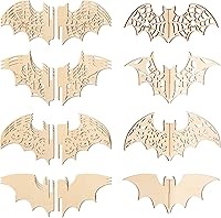 Vista 1 de COCHIE Bricolaje 3D de murciélagos de Halloween para pintar, rebanadas de madera sin terminar pintables para manualidades, recortes de murciélagos