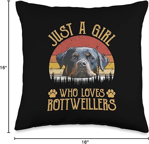 Miniatura 6 de Just A Girl Who Loves Rottweiler - Almohada de regalo para amantes de los perros, 18 x 18 pulgadas, multicolor