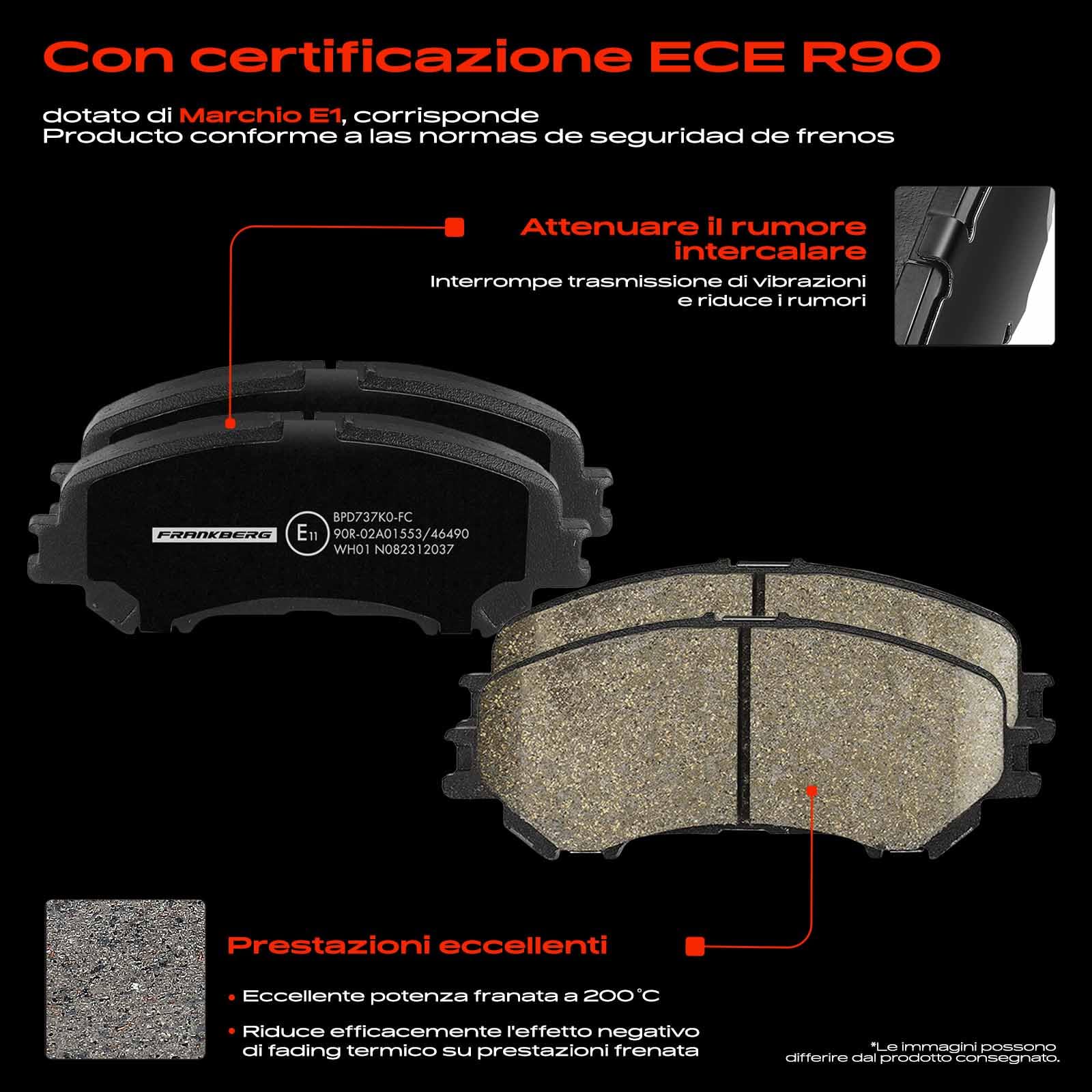 Frankberg Set freni incl. 2x Dischi Freno + 4x Pastiglie dei Freni Anteriore Compatibile con Qashqai II SUV J11 J11 Replace# 410604EA0A,402064EA0A