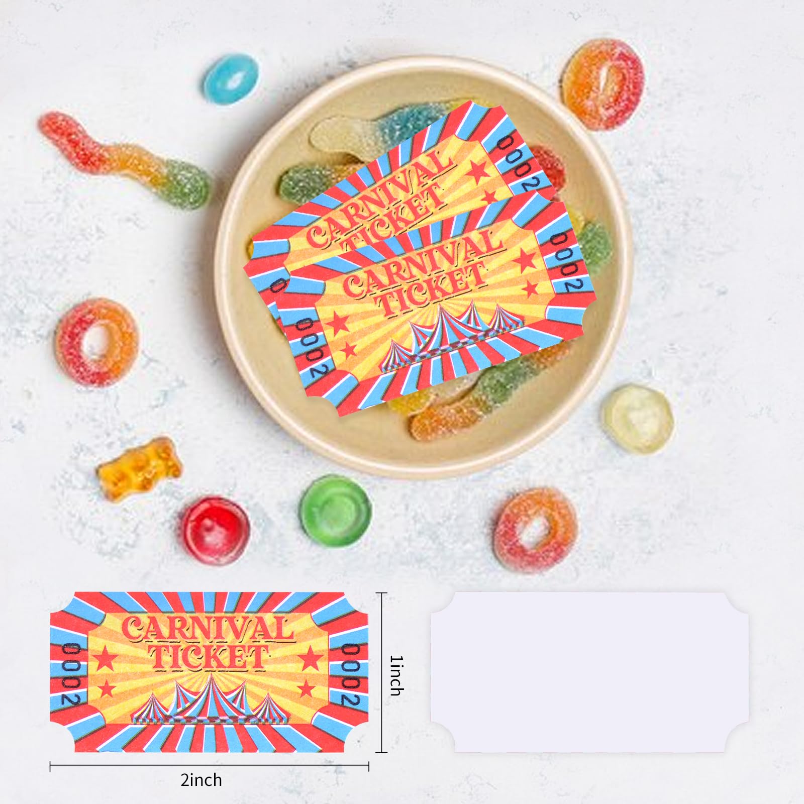 1000 Pieces Carnival Roll Tickets Raffle Tickets Single Roll Carnival Party Tickets Carnival Theme Party Decorations for Carnival Party (Carnival Tickets, 1000 Pcs)