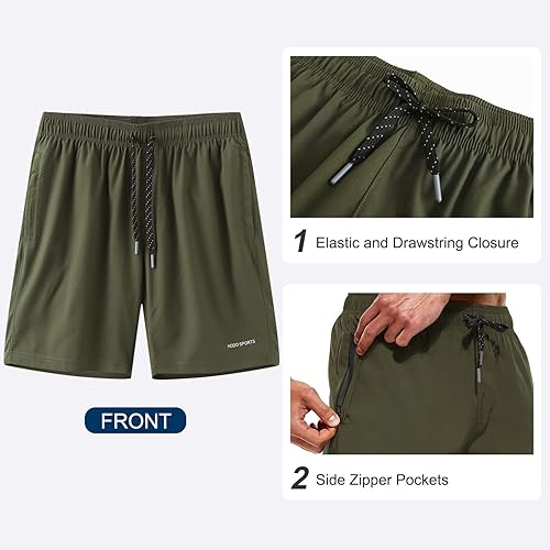 Miniatura 4 de HODOSPORTS Traje de baño para hombre de 7 pulgadas con forro de compresión S-6XL, pantalones cortos de natación de secado rápido, bolsillos con