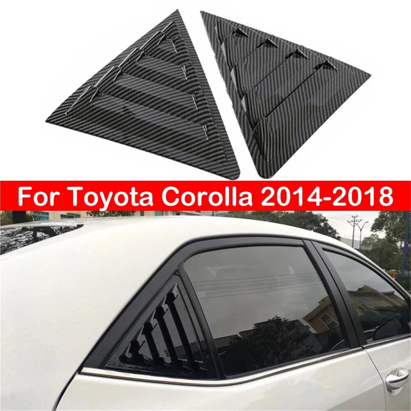Pasuje do Toyoty Corolli 2014-2018, tylnej żaluzji, osłony bocznej szyby, naklejki ozdobnej, wlotu powietrza ABS, włókno węglowe, czarny, auto Spoiler Migawki Tylnej Szyby(Gloss Black)