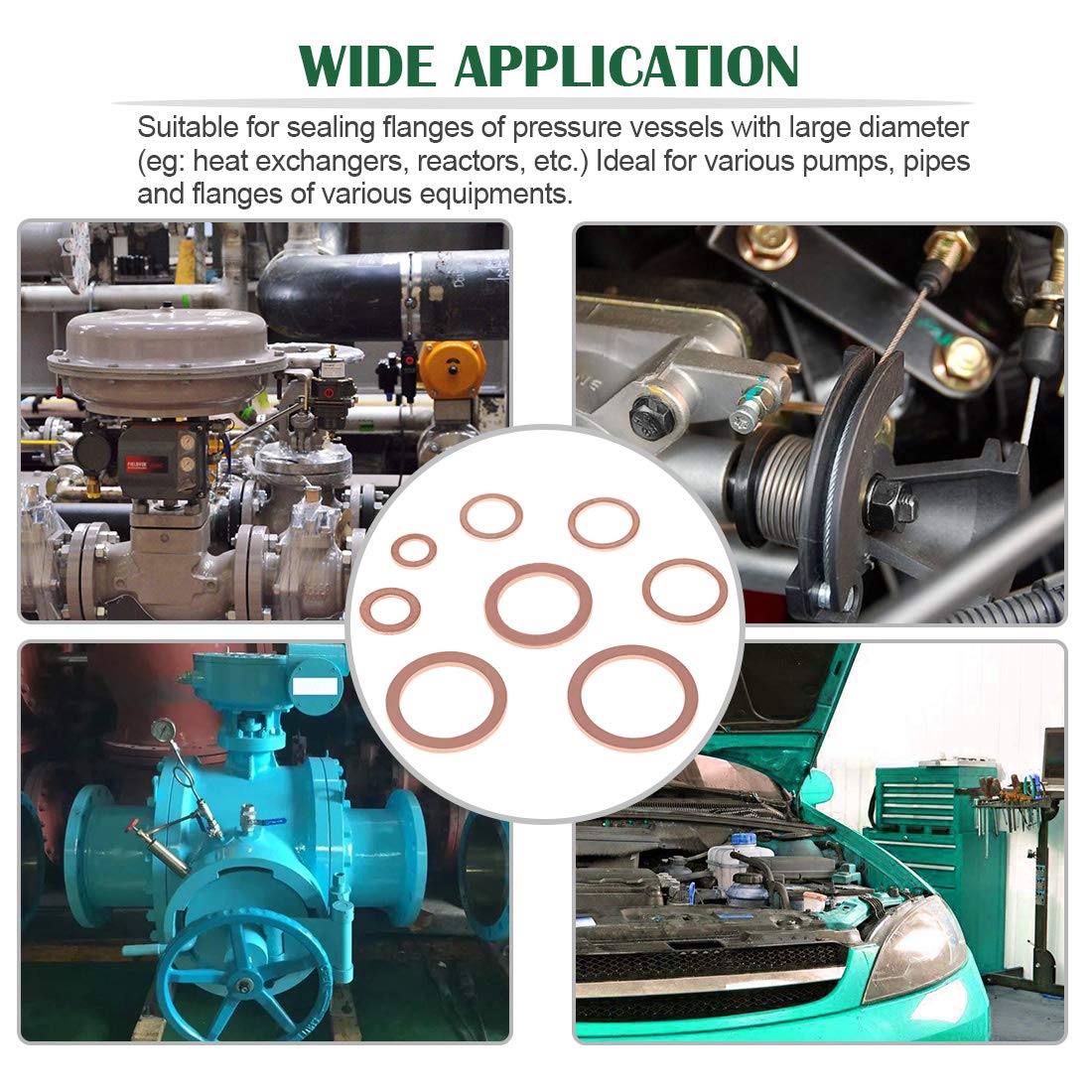 Keadic 320Pcs Copper Flat Washers Assortment Kit, M6 M8 M10 M12 M14 M16 M18 M20