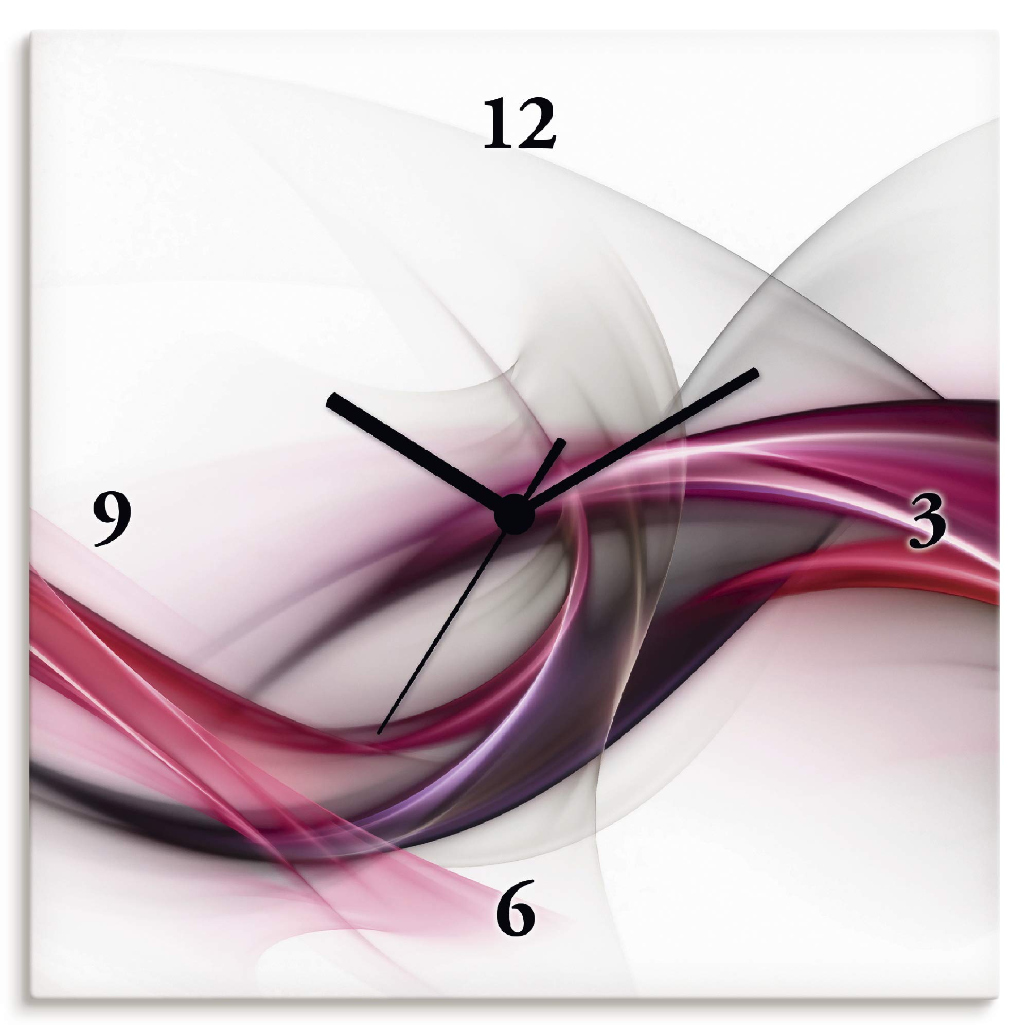 ARTLAND Wanduhr ohne Tickgeräusche Alu Funkuhr 30x30 cm Quadratisch Lautlos Design Welle Abstrakt Modern Ausgefallen S8UL