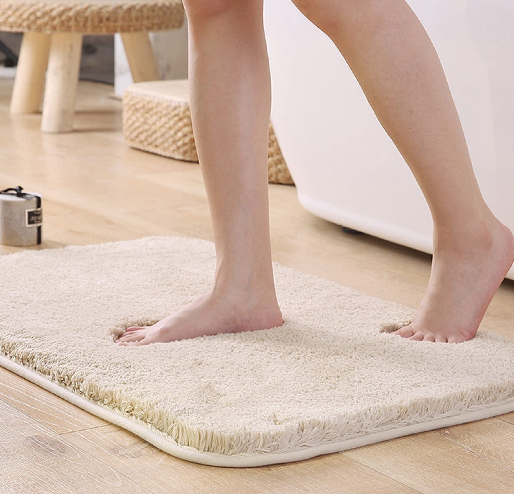 TEBIEKOY Shaggy Bathroom Rugs, Super Absorbent Non-Slip Soft Livingroom Rug Thick Plush Bath Mats, Washable Kitchen Mat Rugs for Bedroom